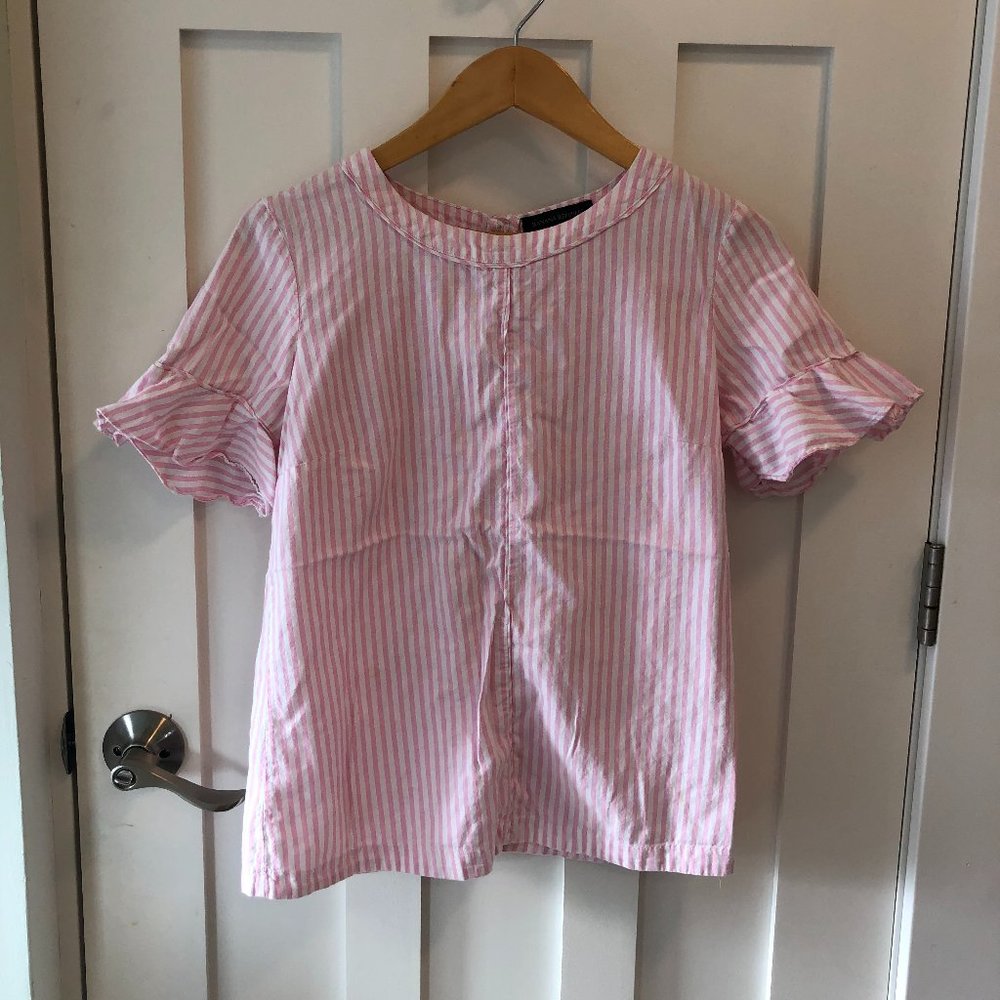 Womens pink and white striped shirt